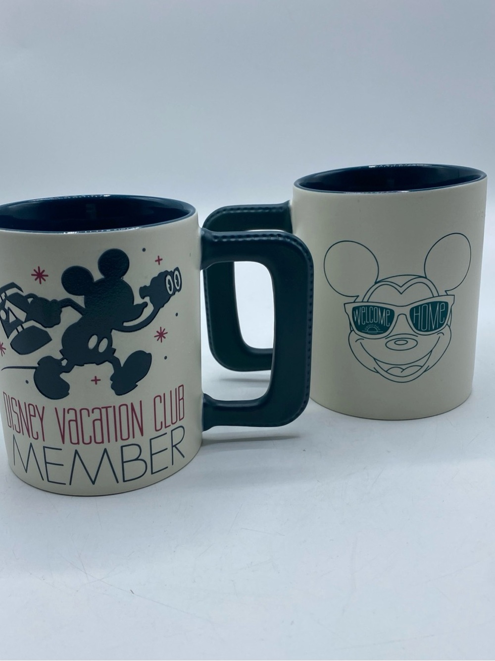 2 Disney Parks Vacation Club Member ceramic coffee mug Mickey Mouse Welcome Home